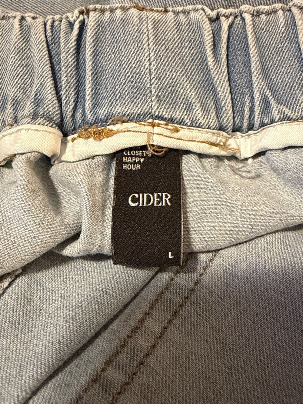 Cider Light Blue Wide-Leg Denim Jeans with Drawstring Waist - Picture 4 of 4